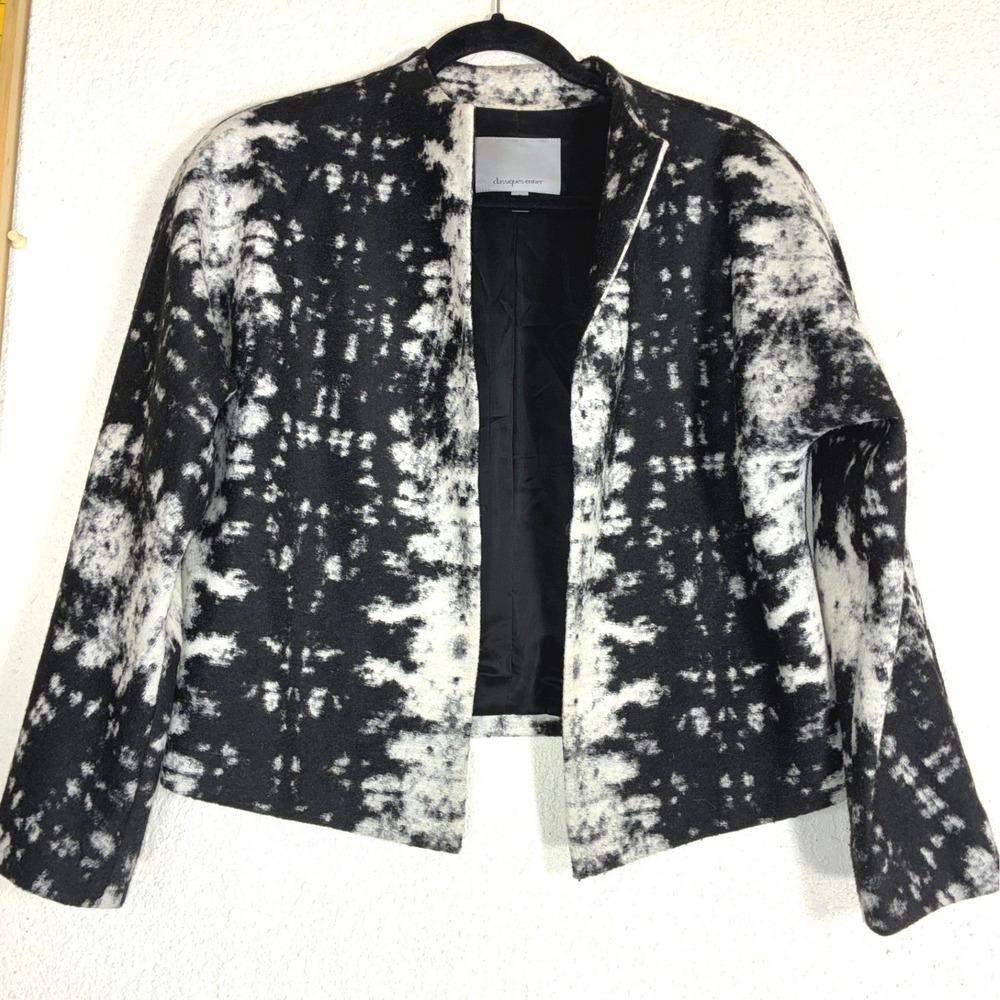 Classiques Entier Black White Abstract Jacket - M- Open Front Cropped Artistic